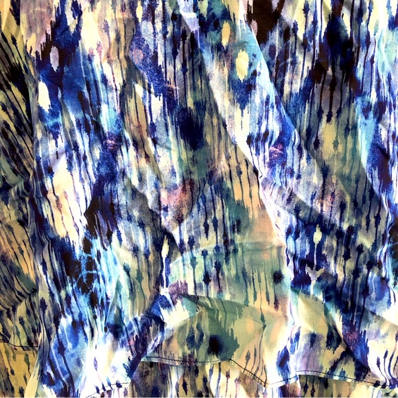 Plus size XXXL Blue Illusion vibrant aqua blue layered ruffle blouse - Picture 3 of 5